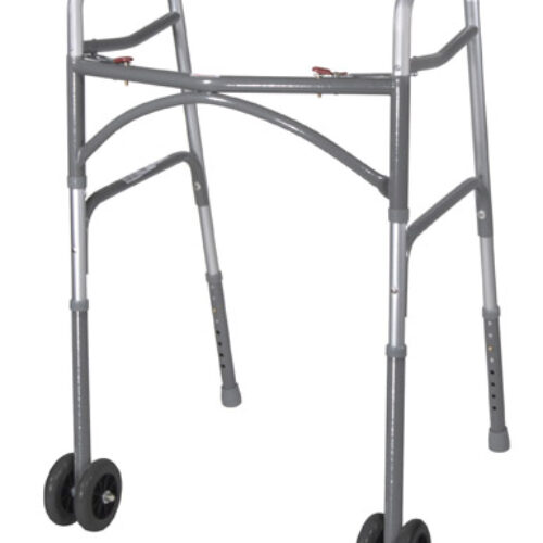 Bariatric Adult Folding Walker w/Wheels  Double Button