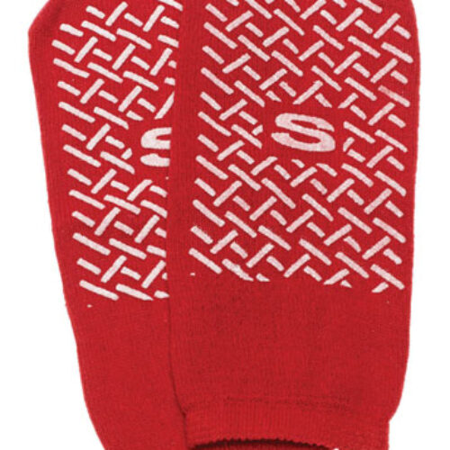 Slipper Socks; Small  Red Pair Child Size 4-6