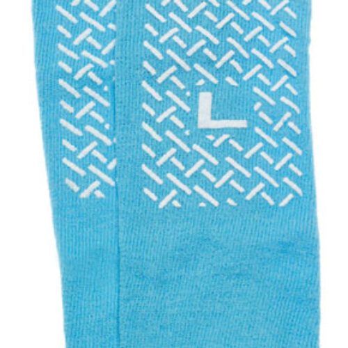 Slipper Socks; Large Sky Blue Pair  Men's 7-9   Wms 8-10