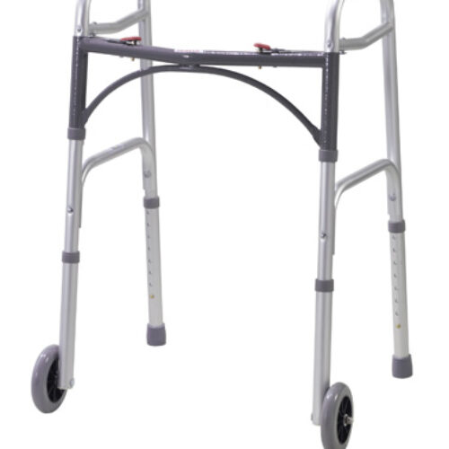 Walker Folding 2-Button Adult Alum w/5  Wheels  (Drive) Cs/4