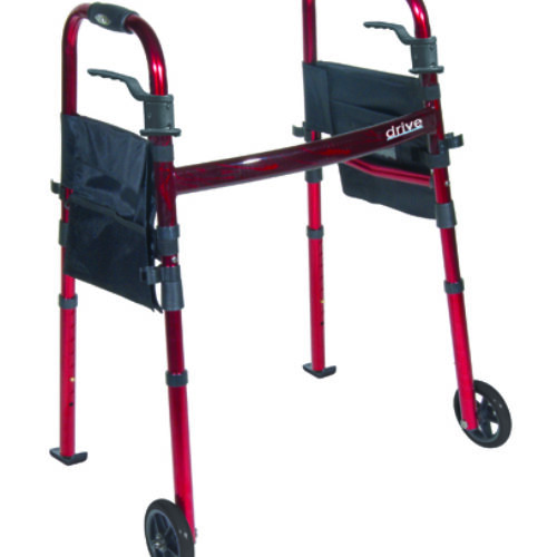 Deluxe Folding Travel Walker Red