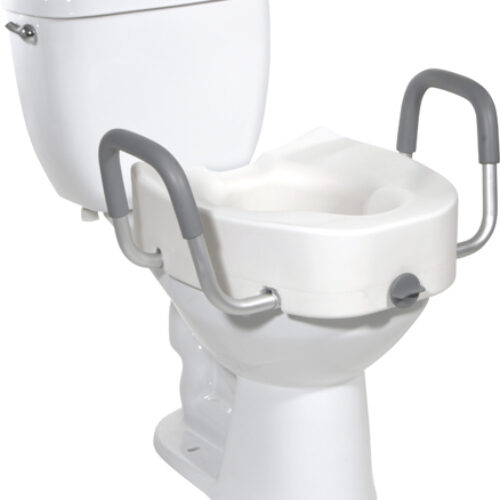 Raised Toilet Seat With Lock & Alum Det Arms Elongated